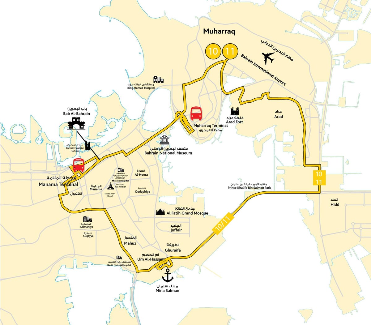 mapa de Bahrein de la escuela de conducción en carretera