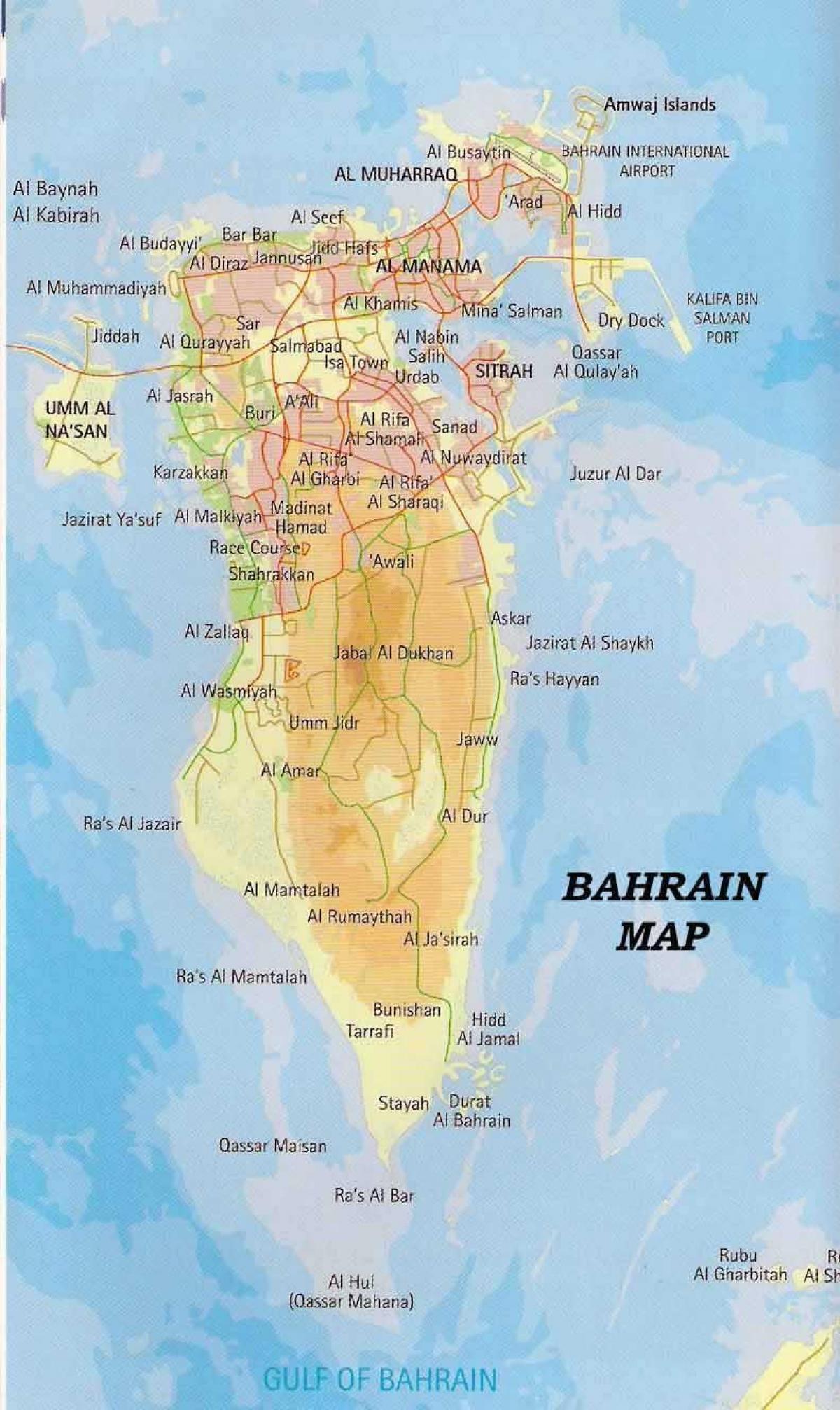 Bahrein mapa con los lugares