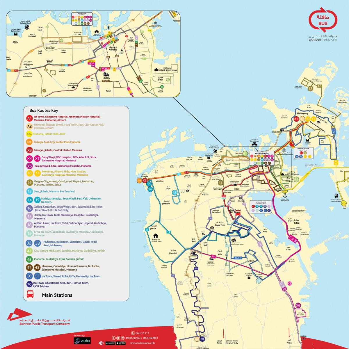 mapa de Bahrein autobús