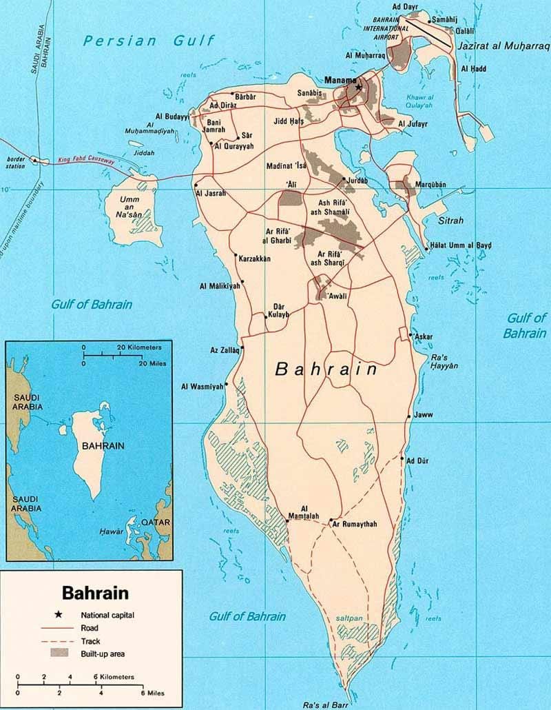 mapa de Bahrein mapa de carreteras de localizador