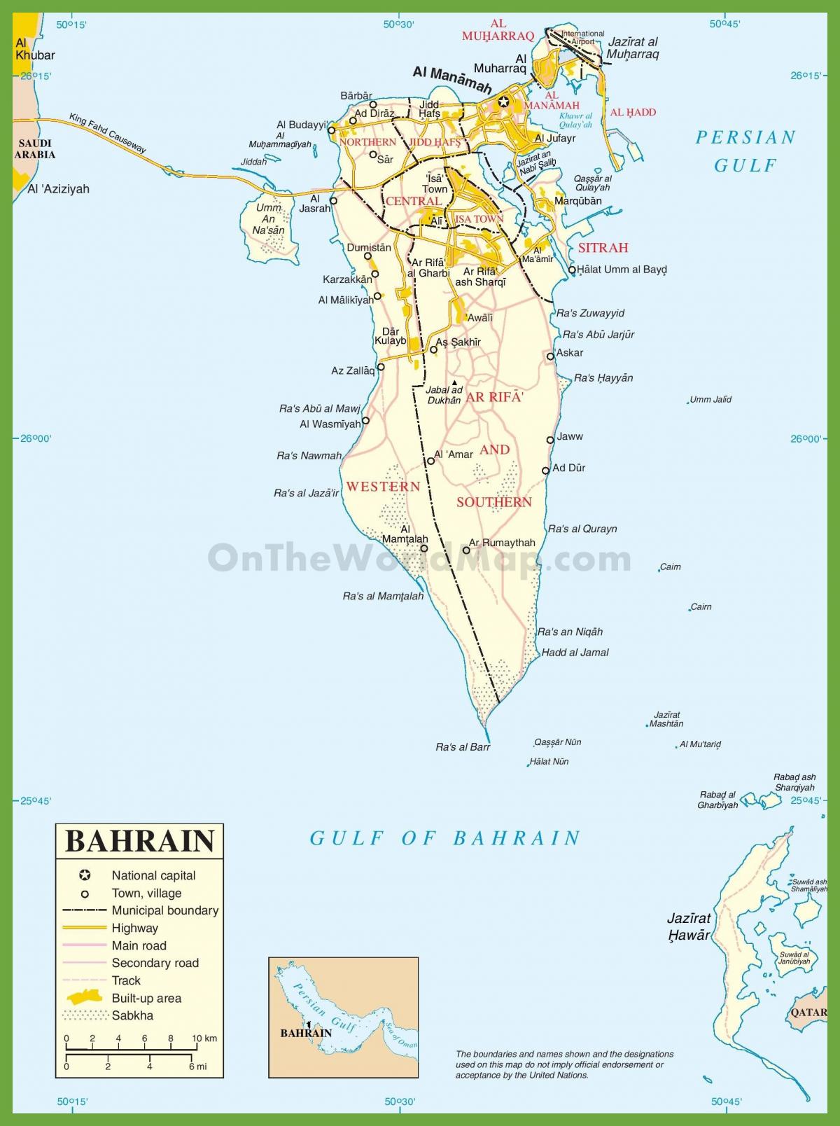 Bahrein ciudades mapa