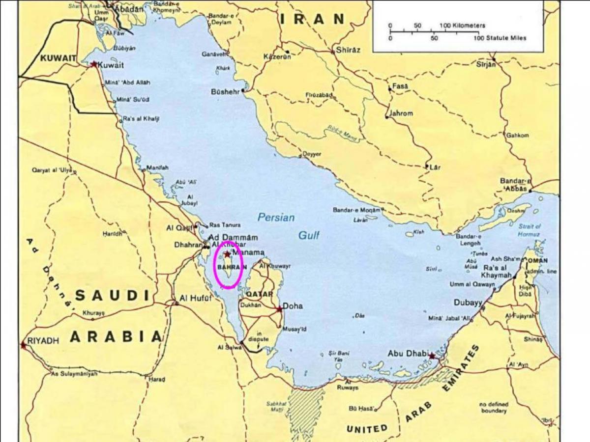 mapa de la isla de Bahrein 