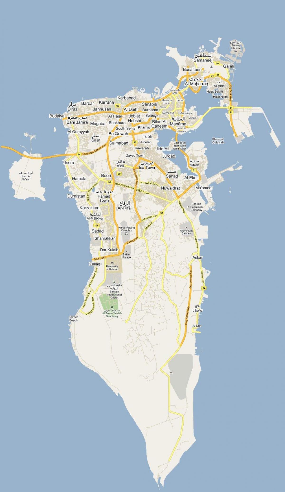 mapa de mapa de calle de Bahrein